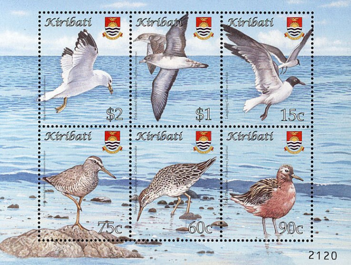 (№2008-64) Блок марок Кирибати 2008 год &quot;Почтовые Марки Птицы Мино 1050 105458&quot;, Гашеный